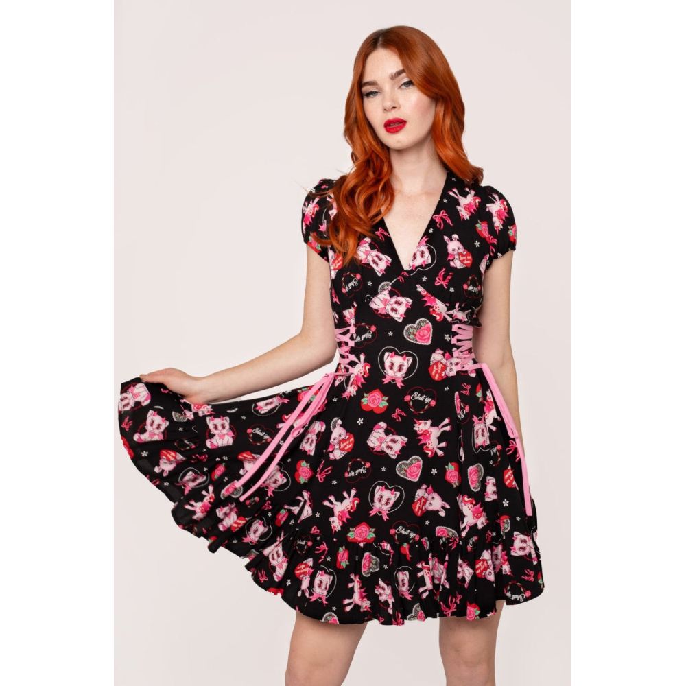 Hell Bunny - Not Into You Robe courte - Noir/Rose
